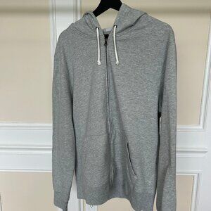 J.Crew Men's Grey Heather Authentic Fleece Full-Zip Hoodie Large